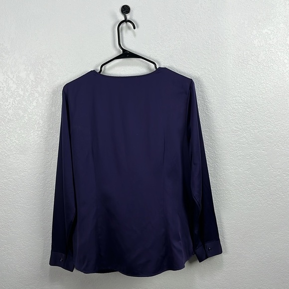 Coldwater Creek Women’s Purple Blouse Long Sleeve Button Down V Neck Sz L(14-16) - Picture 8 of 9